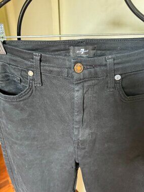 7FOR ALL MANKIND JEANS HI RISE BLACK COLOR NW STRETCH STRAIGHT SZ 27